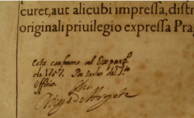 Fig. 1. Ejemplo de nota expurgatoria: “Está conforme al Expurgatorio de 1707. Por orden del S