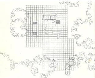 Ilustración 34: planta de la Casa 50x50  47 ZIMMERMAN, Claire. Mies van der Rohe 1886-1969: La  estructura del espacio