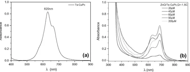 Fig. 5. SEM micrographs of ZnO/Ts-CuPc films with different concentration of dye in deposition bath, (a) 10 uM, (b) 20 uM, (c) 100 uM and (d) 150 uM