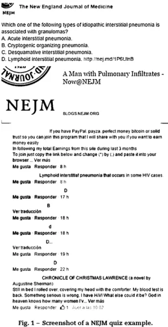 Fig. 1 – Screenshot of a NEJM quiz example. 
