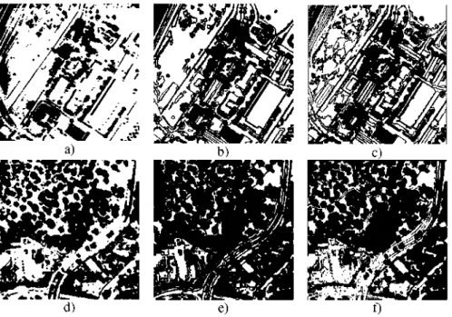 Fig. 3. Comparison of segmented images, a) and d) RGB images, b) and e) Segmented images  by means the proposed methology