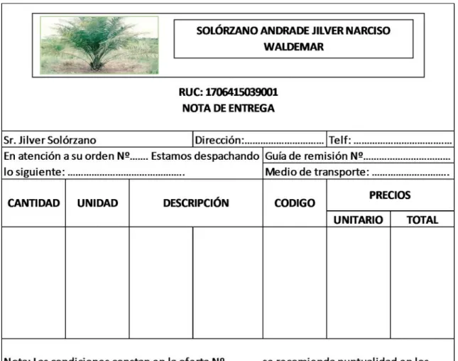 Ilustración 5: Nota de entrega