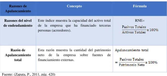 Tabla 5 Razones de apalancamiento 