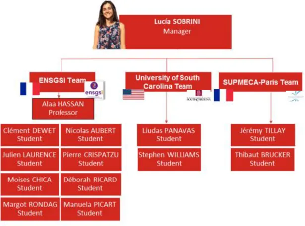 Fig. 5: Organizational chart within the Process Flow Management work package. 