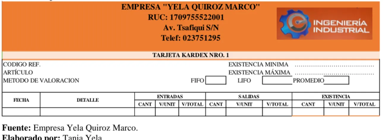Tabla 13.  Tarjeta Kardex   