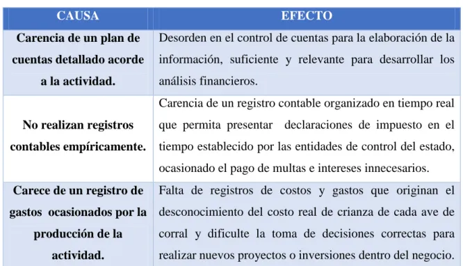 Tabla 1.Diagrama causa- efecto 