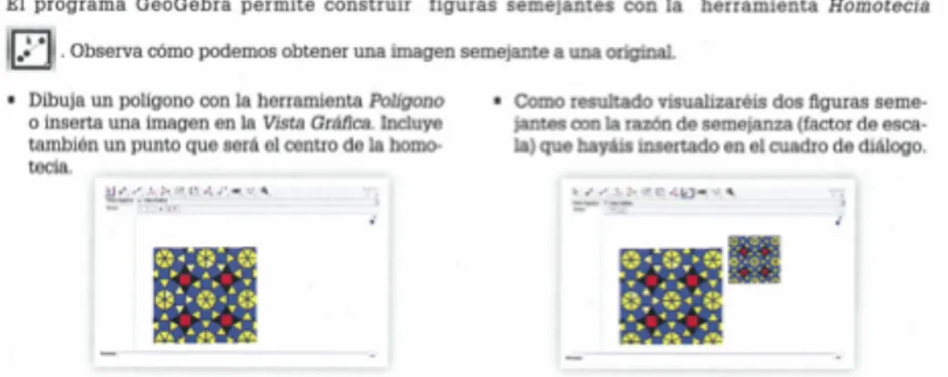 Figure 9. GeoGebra activity to study homothety and similarity drawn from Edebe 2º  ESO (2016, p.223)  1  2  3  4  5  6  7  8  9 10 11 12 13 14 15 16 17 18 19 20 21 22 23 24 25 26 27 28 29 30 31 32 33 34 35 36 37 38 39 40 41 42 43 44 45 46  47  48  49  50  