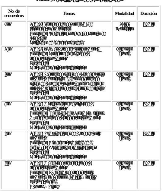 Tabla  - Planificación de las actividades 