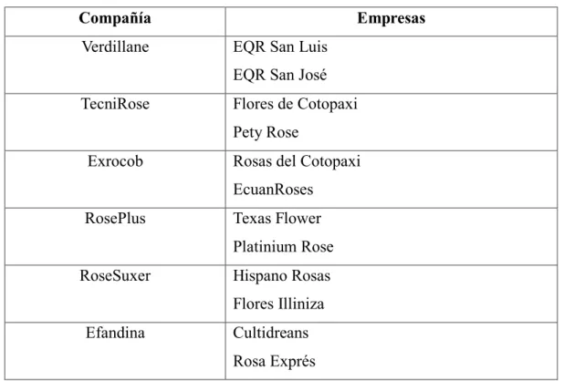 Cuadro 4: Empresas Florícolas de Tanicuchí 