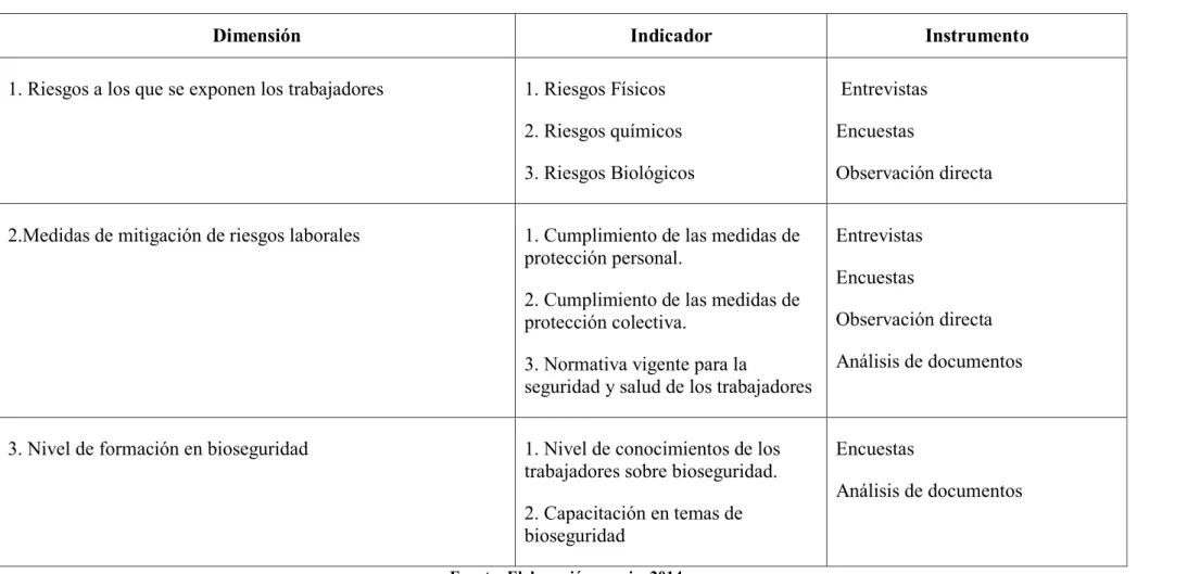 Cuadro 6. Operacionalización de la variable de estudio 