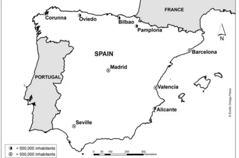 Figure 1 – Metropolitan areas comprising within the study 