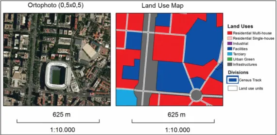 Figure 5. Land use units overlapping census tract units. Source: MLU, Institute of Statistics of Madrid A.C.
