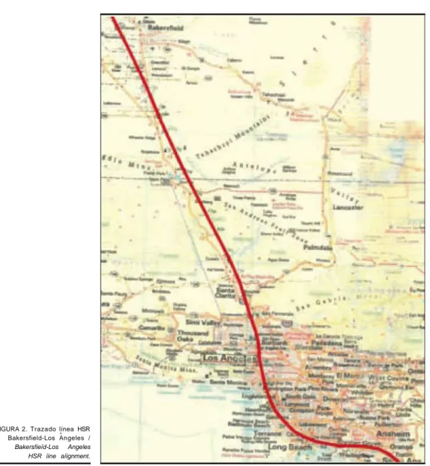 FIGURA 2. Trazado línea HSR  Bakersfield-Los Angeles / 