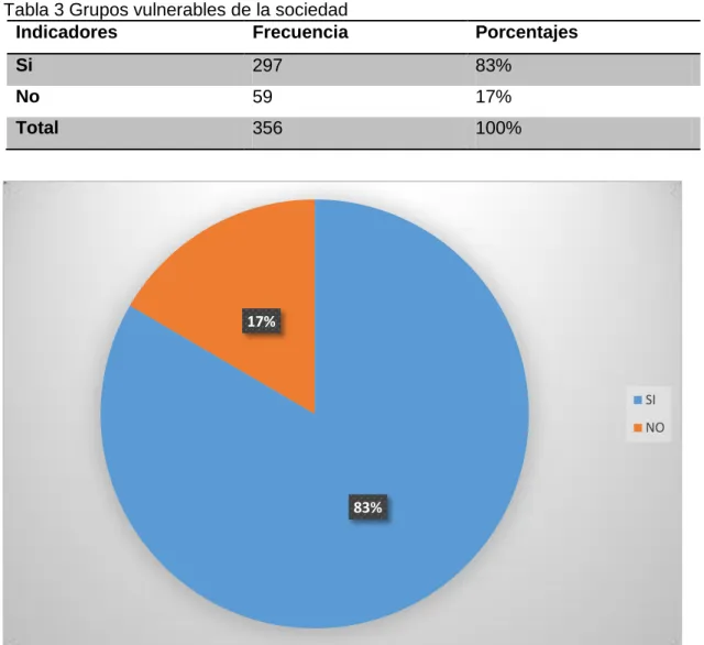 Tabla 3 Grupos vulnerables de la sociedad 