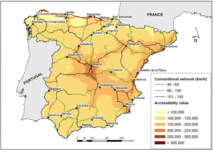 Fig. 4. Accessibility map: do-nothing scenario. 