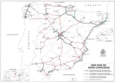 Figure 1.2006Spanish high capacity network.  Source: Ministerio de Fomento (2007) 