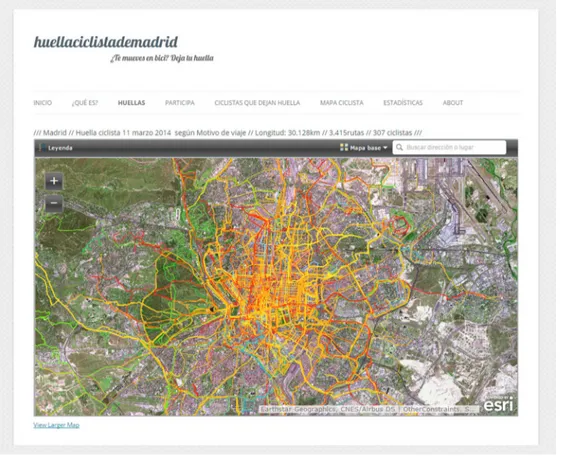 Figure 3. Screenshot of the online map illustrating casual cyclists ’ mobility.