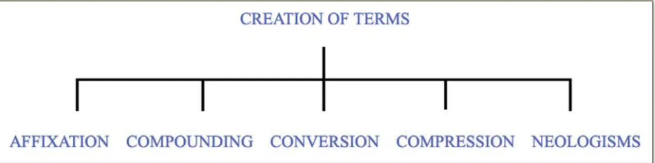 Figure 2. Ways of modification of existing sources and creation of terms. 