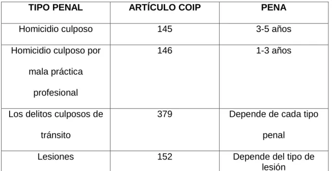 Cuadro Nro. 1  Delitos culposos 