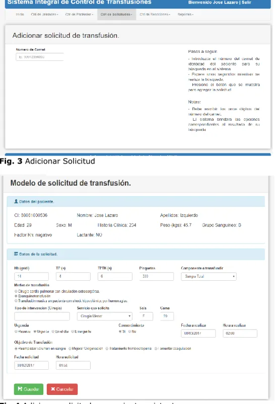 Fig. 3 Adicionar Solicitud 