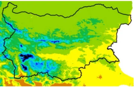Figura 3: Temperatura media anual en Bulgaria. Fuente:  http://meteorology.meteo.bg/meteo_extremes_e.htm 