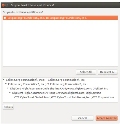 Figura 16: Instalación Eclipse IDE. Certificado Eclipse 
