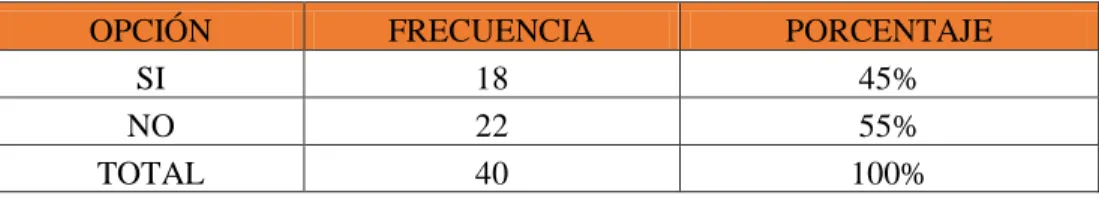 Tabla N° 1 Sistema de Control Interno 