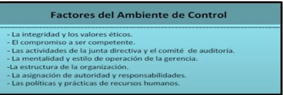 Tabla N: 1.3 Componentes del ambiente de control  Fuente: Según Samuel Mantilla (2009) 