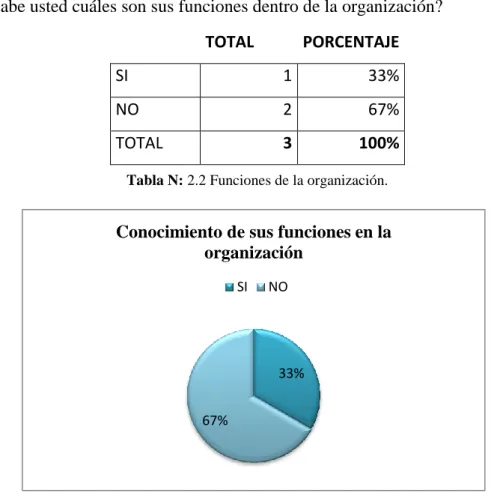 Tabla N: 2.2 Funciones de la organización.  
