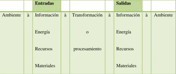 Cuadro 2: Modelo genérico de sistema abierto 