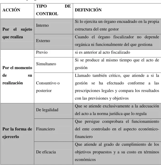 Tabla N. 1: Tipología del control 