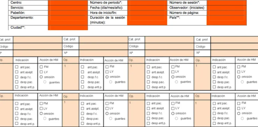 Tabla 3.1.8.: Cabecera y Cuadrícula del formulario de observación 