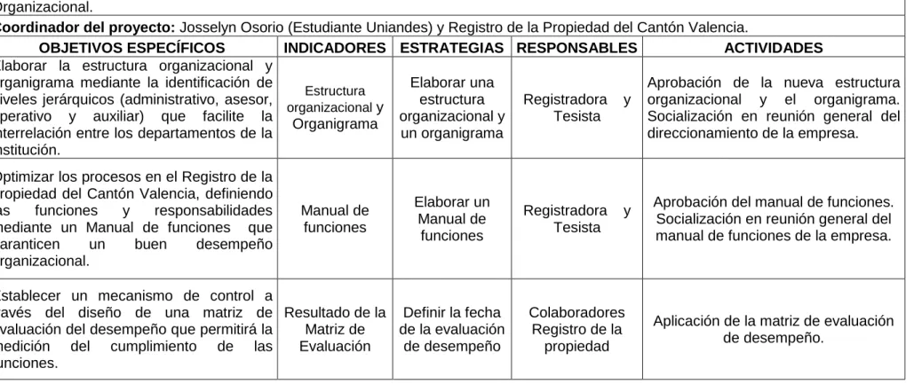 Cuadro 9. Plan de acción 