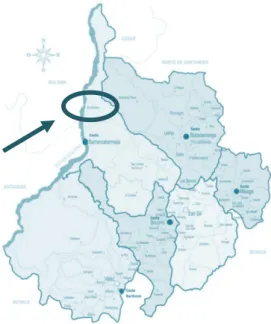 Fig. 14. Mapa político del Departamento de Santander, en el que se distingue la 