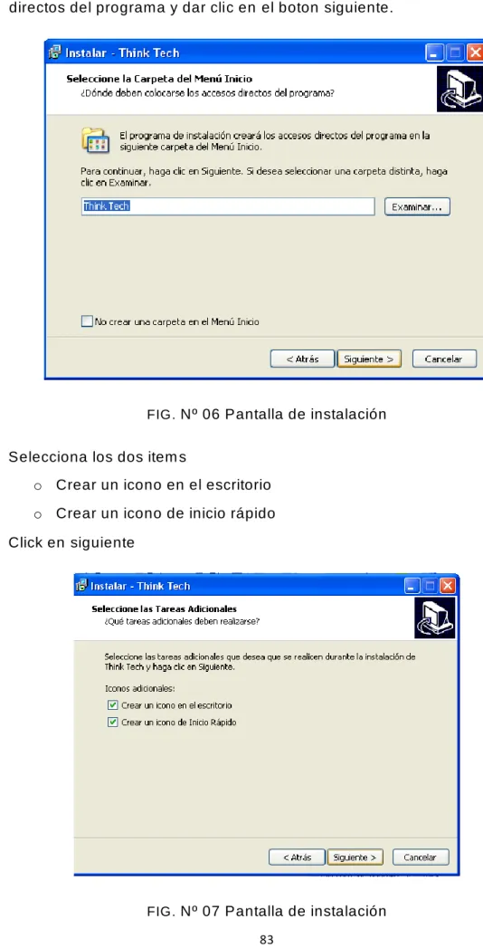 FIG.  Nº 06 Pantalla de instalación  