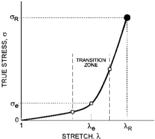 Fig. 7 Stress-stretch curve of the aortic wall 