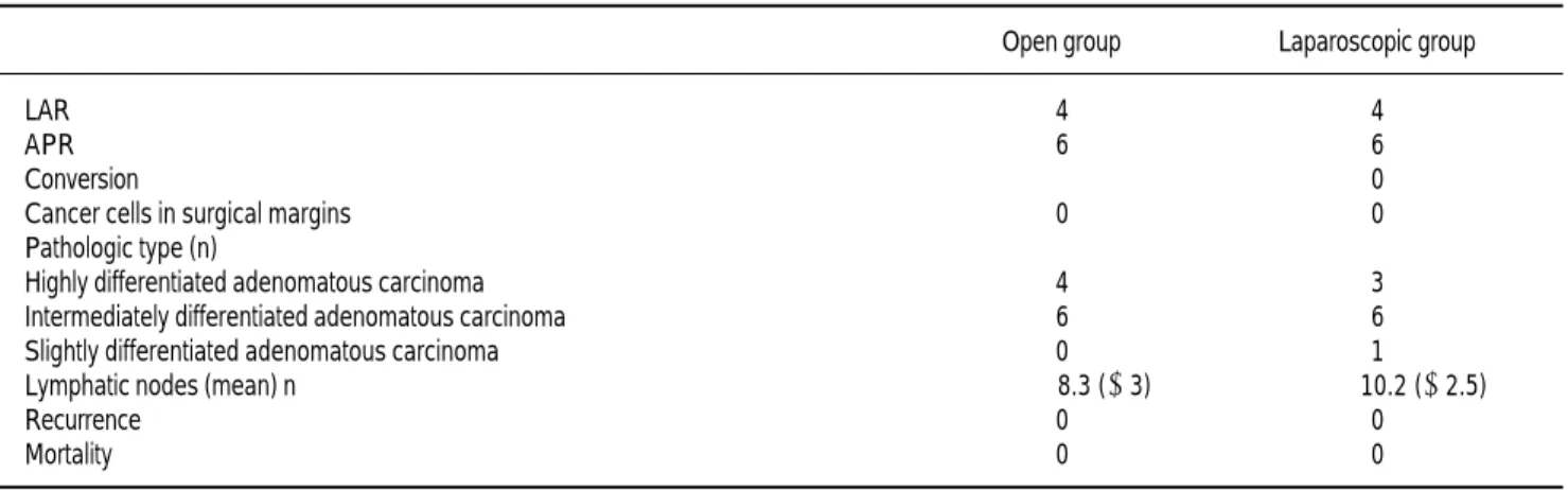 Table 2. Surgical outcome.
