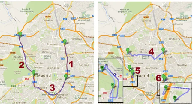 Fig. 3. Data collection itineraries in Madrid. 