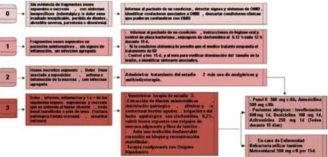 Tabla 1. Características clínicas de OMIB por estadios y tratamiento.