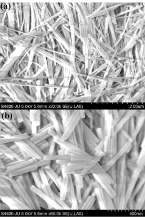 Figure 2. FE-SEM images of CdS nanoparticles evolved with the  addition of CTAB (0.15 g) at a resolution of (a) 5 /xm, (b) 1 /xm and  (c) 500 nm