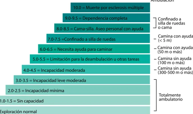 figura 2.  Escala EDSS (Expanded Disability Status Scale, Escala ampliada del estado de discapacidad) para  la evaluación clínica de la esclerosis múltiple
