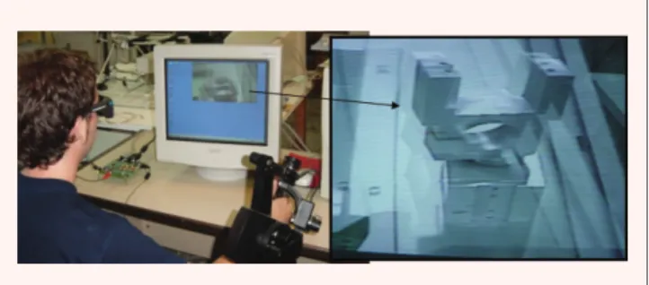 Figure 1 shows an example of binocular disparity images for telemanipulation, in which we can see a double view of the robot grip