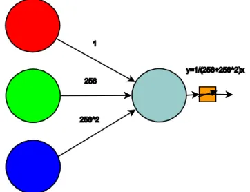 Figura  4.2. Perceptrón simple para normalización de RGB. 