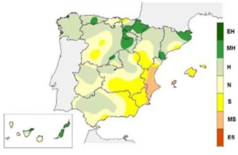 Figura 3. Carácter de la precipitación  año 2016. 