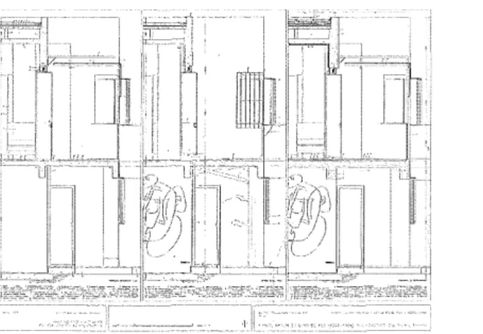 Fig.  4.  Cross  section, Southern fas:ade.  Built project,  1929 /Current state,  1997 /Theoretical restoration 
