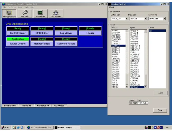 Fig. 25 Interfaz del servidor Júpiter para el control de la matriz Trinix por cortesía de Overon