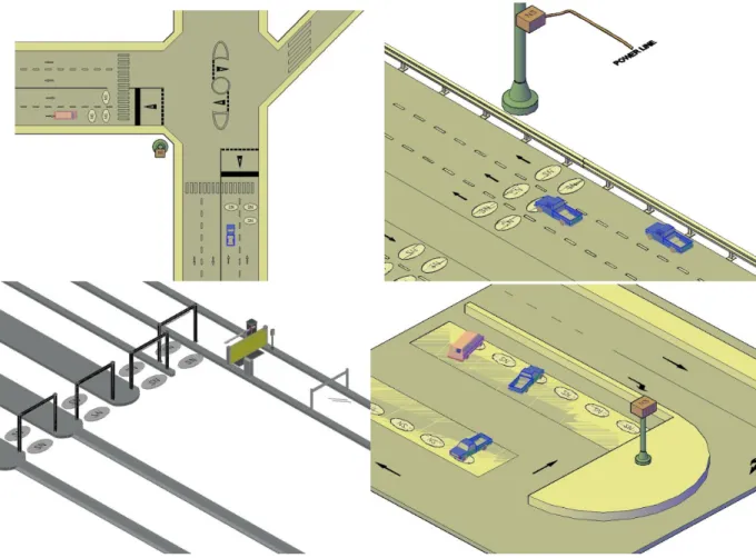 Figure 4: Example scenarios where WSN could be used: highways, intersections, parking and toll gates