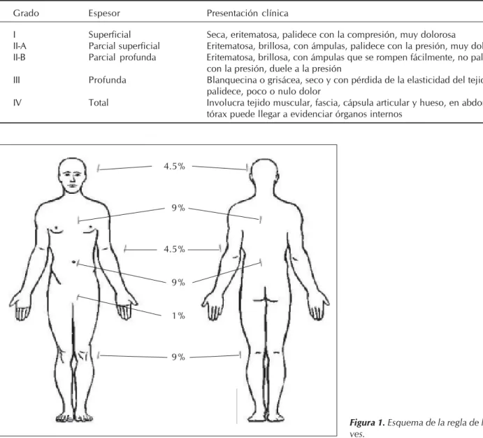 Cuadro 1. Clasificación de las quemaduras.