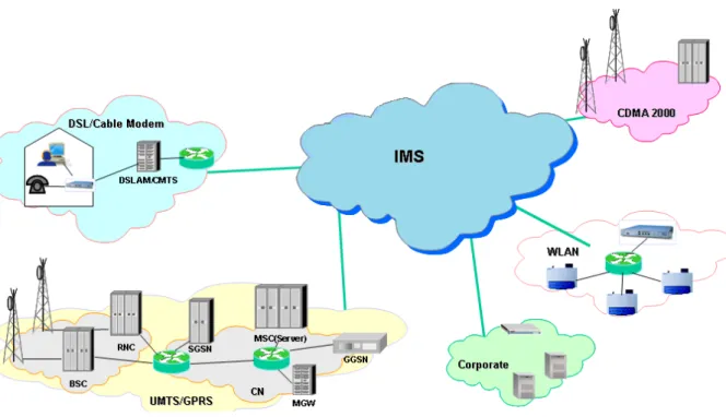 Figura 15. Ejemplo de múltiples redes de acceso conectadas a la red troncal multimedia 