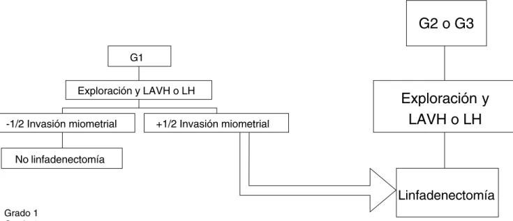 Cuadro IV. Estadificación de la FIGO para cáncer endometrial.